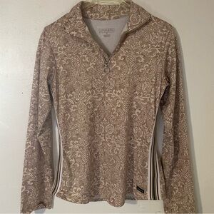 Athleta Small USA Made Paisley Quarter Zip Pullover with Racing Stripes